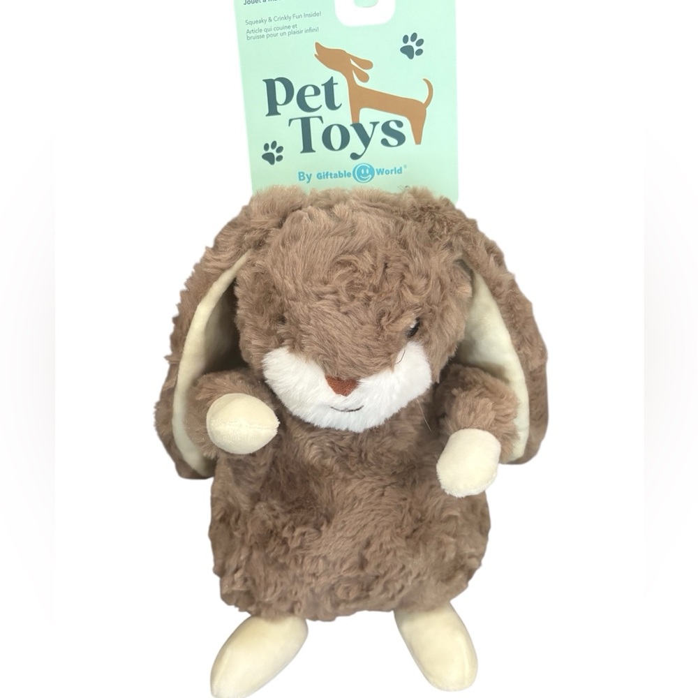 Giftable World 9" Bunny Boop Dog Toy w/Squeaker & Crinkle Ears Brown